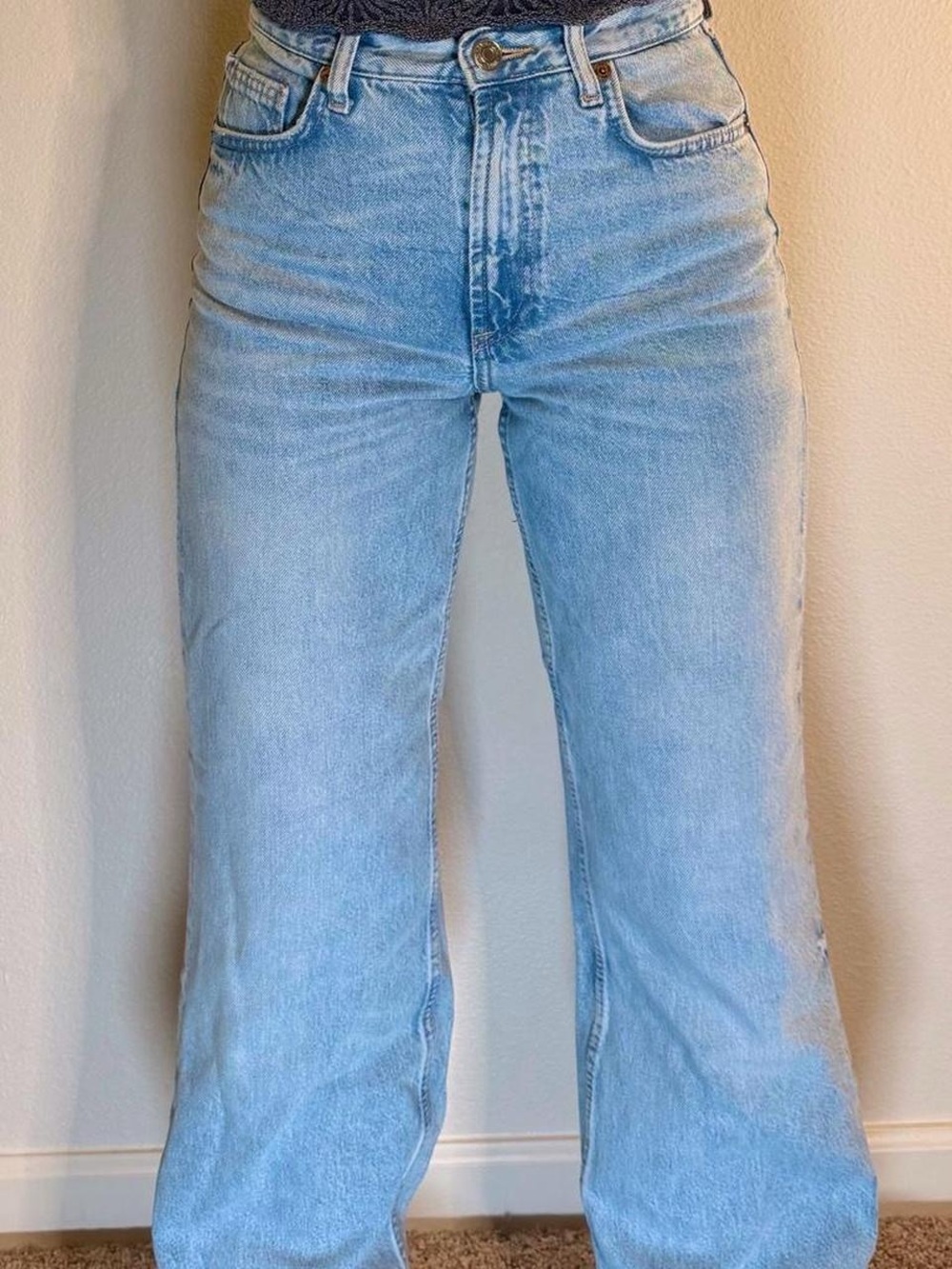Zara Light Blue Wide Leg Jeans